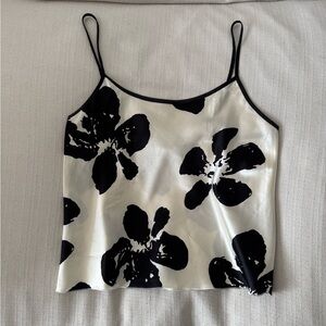 Black and White Crop Camisole with Thin Straps